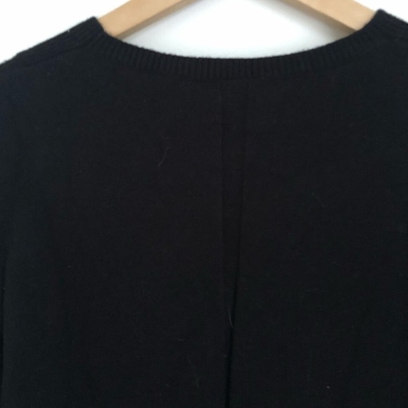 Anthropologie VNeck Black Wool Sweater Side Slit Size S. - Picture 8 of 11
